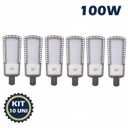 LUMINÁRIA LED PUBLICA POSTE SMD 100W 6500K(BRANCO FRIO)BIVOLT KIT10