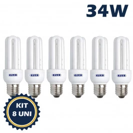 LÂMPADA COMPACTA 4U 34W 220V 6400K(BRANCO FRIO)E27 KIT8