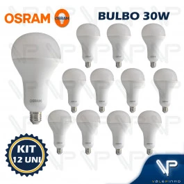 LÂMPADA LED BULBO OSRAM 30W 6500K(BRANCO FRIO)E27 BIVOLT ALTA POTENCIA KIT12