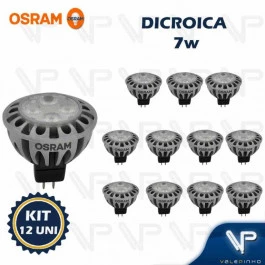 LÂMPADA LED DICRÓICA OSRAM MR16 7W 12V 36G 3000K(BRANCO QUENTE)GU5.3 PARATHOM KIT12