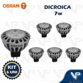LÂMPADA LED DICRÓICA OSRAM MR16 7W 12V 36G 3000K(BRANCO QUENTE)GU5.3 PARATHOM KIT6