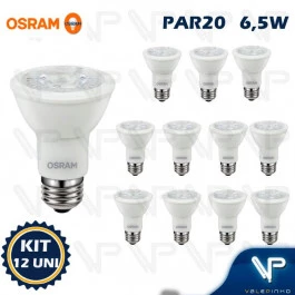 LÂMPADA LED PAR20 OSRAM 6,5W 3000K(BRANCO QUENTE)E27 BIVOLT KIT12