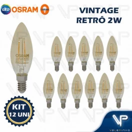 LÂMPADA LED VINTAGE OSRAM   2W 220V 2500K(BRANCO QUENTE)E14 VELA KIT12