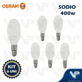 LÂMPADA VAPOR SÓDIO OVOIDE OSRAM   400W 2000K(BRANCO QUENTE)E40 SIL NAV/SON-E KIT6