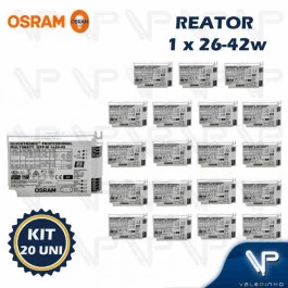 REATOR ELETRÔNICO OSRAM P/LÂMPADA COMPACTA 1x26W 36W 42Wx220V QTP-M KIT20