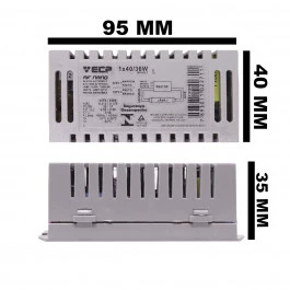 REATOR ELETRÔNICO P/LÂMPADA FLUORESCENTE 1X40W 36W BIVOLT