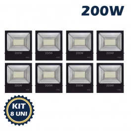 REFLETOR HOLOFOTE LED SMD   200W 6500K(BRANCO FRIO)BIVOLT IP66 KIT8