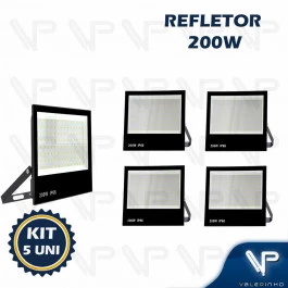 REFLETOR HOLOFOTE LED SMD   200W 6500K(BRANCO FRIO)BIVOLT IP66 KIT5