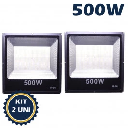 REFLETOR HOLOFOTE LED SMD  500W 6500K(BRANCO FRIO)BIVOLT IP66 ECO KIT2
