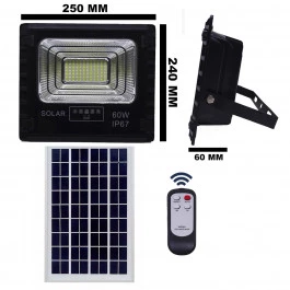 REFLETOR HOLOFOTE LED SOLAR SMD    60W 6500K(BRANCO FRIO)C/ PLACA