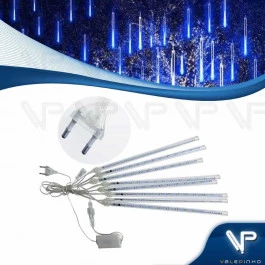 TUBO LED SNOW FALL AZUL FUNÇÃO METEOROS 220V DUPLA FACE 50cm 8 BASTÕES