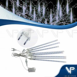 TUBO LED SNOW FALL BRANCO FRIO FUNÇÃO METEOROS 220V DUPLA FACE 50cm 8 BASTÕES