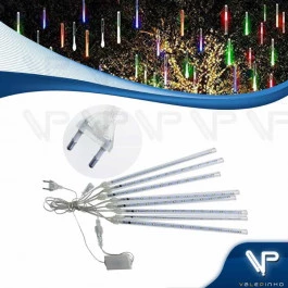TUBO LED SNOW FALL COLORIDO FUNÇÃO METEOROS 220V DUPLA FACE 50cm 8 BASTÕES