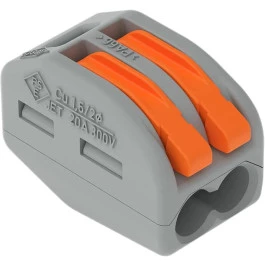 CONECTOR EMENDA CINZA 2P WAGO P/CABO ATÉ 4mm² 20A CÓD.221-412 