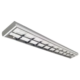 LUMINÁRIA DE SOBREPOR 120X30CM C/ALETA DE ALUMINIO COM LÂMPADA LED T8 2X18W 6500K(BRANCO FRIO)