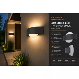ARANDELA LED 11W BIVOLT 3000K ENDURA STYLE SHIELD LEDVANCE 127 CINZA FOSCO