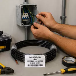 CABO FLEXÍVEL 1,5MM² PRETO ELÉTRICO CORTE 3,60 METROS
