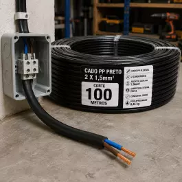 CABO PP FLEXÍVEL PRETO 2X1,5MM² COBRE CORTE 100 METROS