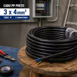 CABO PP PRETO 3X4MM² 750V CORTE 3,15 METROS