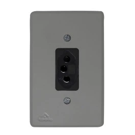 CONJUNTO EMBUTIR C/PLACA 4X2 CINZA TOMADA HEXAGONAL 2P+T 20A