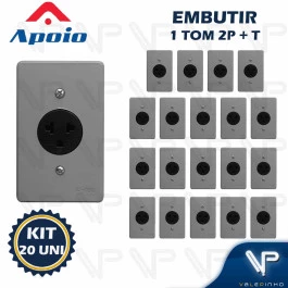 CONJUNTO EMBUTIR C/PLACA 4X2 CINZA TOMADA REDONDA 2P+T 20A KIT20