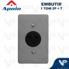 CONJUNTO EMBUTIR C/PLACA 4X2 CINZA TOMADA REDONDA 2P+T 20A