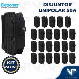 DISJUNTOR TERMOMAGNETICO NEMA 1 POLO UNIPOLAR 50A 127/220V KIT24