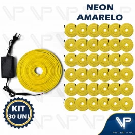 FITA LED NEON FLEXIVEL 8W 12V AMARELO 5 METROS IP20 COM FONTE KIT30