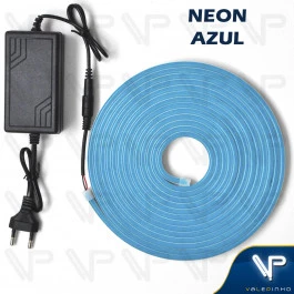 FITA LED NEON FLEXIVEL 8W 12V AZUL 5 METROS IP20 COM FONTE