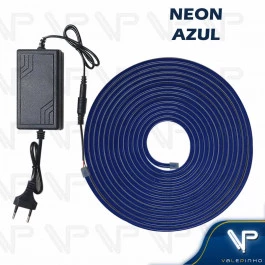 FITA LED NEON FLEXIVEL 8W 12V AZUL ESCURO 5 METROS IP20 COM FONTE