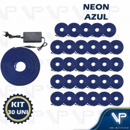 FITA LED NEON FLEXIVEL 8W 12V AZUL ESCURO 5 METROS IP20 COM FONTE KIT30