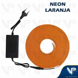 FITA LED NEON FLEXIVEL 8W 12V LARANJA 5 METROS IP20 COM FONTE