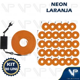 FITA LED NEON FLEXIVEL 8W 12V LARANJA 5 METROS IP20 COM FONTE KIT30