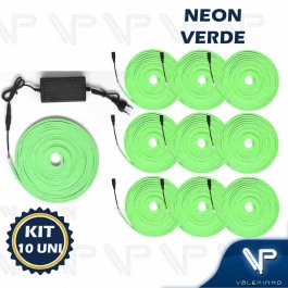 FITA LED NEON FLEXIVEL 8W 12V VERDE 5 METROS IP20 COM FONTE KIT10
