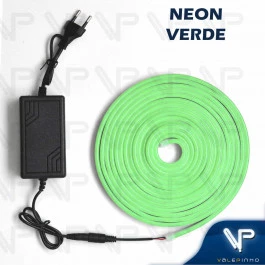 FITA LED NEON FLEXIVEL 8W 12V VERDE 5 METROS IP20 COM FONTE