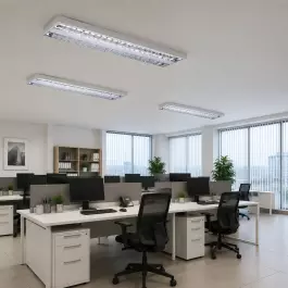 LUMINÁRIA DE SOBREPOR 120X30CM C/ALETA DE ALUMINIO PARA LÂMPADA T5 2x18W 28W 54W 