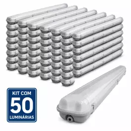 KIT50 LUMINARIA HERMÉTICA BLINDADA IP65 P/2 LÂMPADA T5 E T8