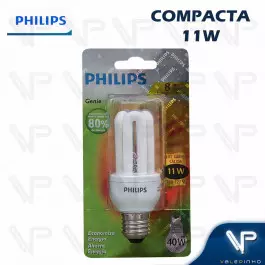 LÂMPADA COMPACTA 3U MINI PHILIPS 11W 127V 2700K(BRANCO QUENTE)E27 GENIE