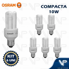 LÂMPADA COMPACTA 3U OSRAM 10W 127V 6500K(BRANCO FRIO)E27 DULUXSTAR KIT6