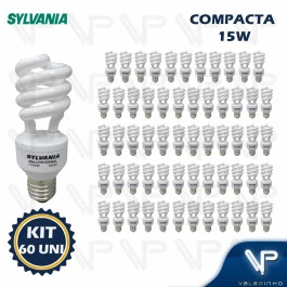 LÂMPADA COMPACTA ESPIRAL 15W 127V 2700K(BRANCO QUENTE)E27 KIT60