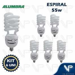 LÂMPADA COMPACTA ESPIRAL 55W 127V 6400K(BRANCO FRIO)E27 KIT6