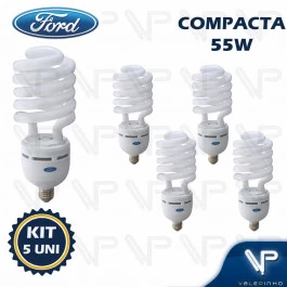 LÂMPADA COMPACTA ESPIRAL 55W 220V 6400K(BRANCO FRIO)E27 KIT5