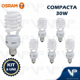 LÂMPADA COMPACTA ESPIRAL HO OSRAM 30W 220V 6500K(BRANCO FRIO)E27 DULUXSTAR TWIST KIT6