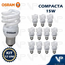 LÂMPADA COMPACTA ESPIRAL MINI OSRAM 15W 220V 2700K(BRANCO QUENTE)E27 DULUXSTAR TWIST KIT12