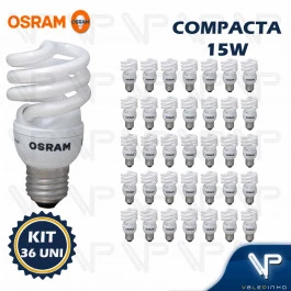LÂMPADA COMPACTA ESPIRAL MINI OSRAM 15W 220V 2700K(BRANCO QUENTE)E27 DULUXSTAR TWIST KIT36