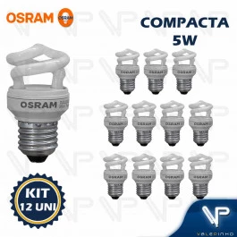 LÂMPADA COMPACTA ESPIRAL MINI OSRAM 5W 127V 2700K(BRANCO QUENTE)E27 DULUXSTAR TWIST KIT12