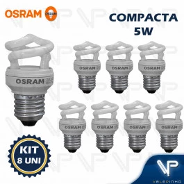 LÂMPADA COMPACTA ESPIRAL MINI OSRAM 5W 127V 2700K(BRANCO QUENTE)E27 DULUXSTAR TWIST KIT8