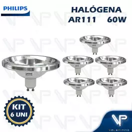 LÂMPADA HALÓGENA AR111 PHILIPS 60W 127V 24G 3000K(BRANCO QUENTE)GU10 KIT6