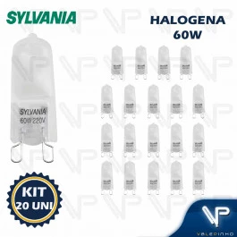 LÂMPADA HALÓGENA CÁPSULA 60W 220V 3000K(BRANCO QUENTE)G9 FOSCA KIT20