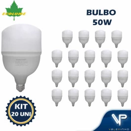 LÂMPADA LED BULBO 50W 6000K(BRANCO FRIO)E27 BIVOLT ALTA POTENCIA KIT20